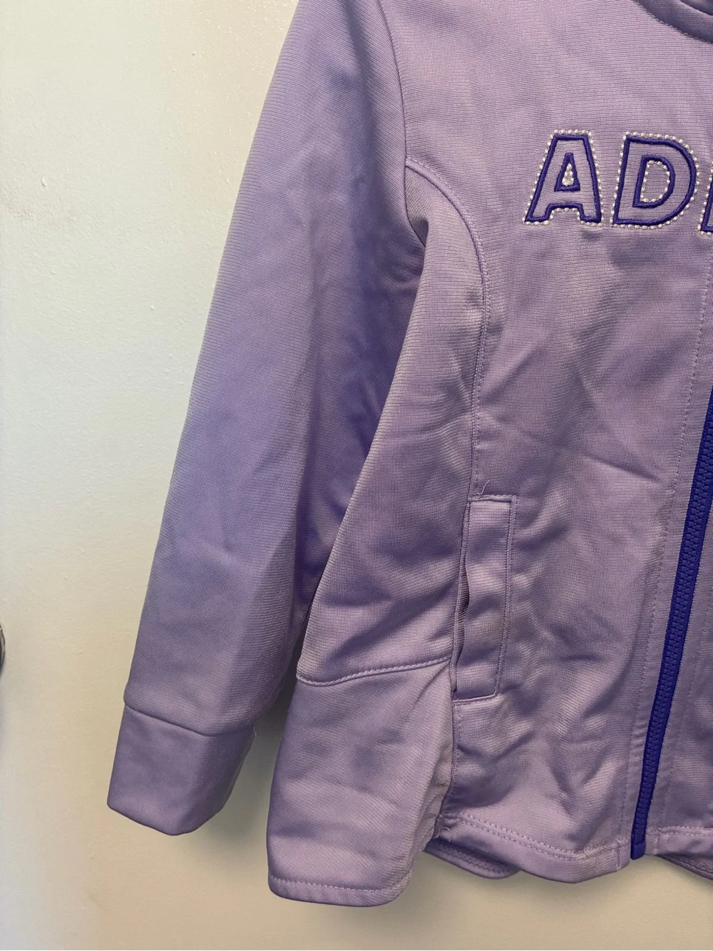 adidas Lavender Full-Zip Track Jacket with Contrast Purple Zipper, Size 2T